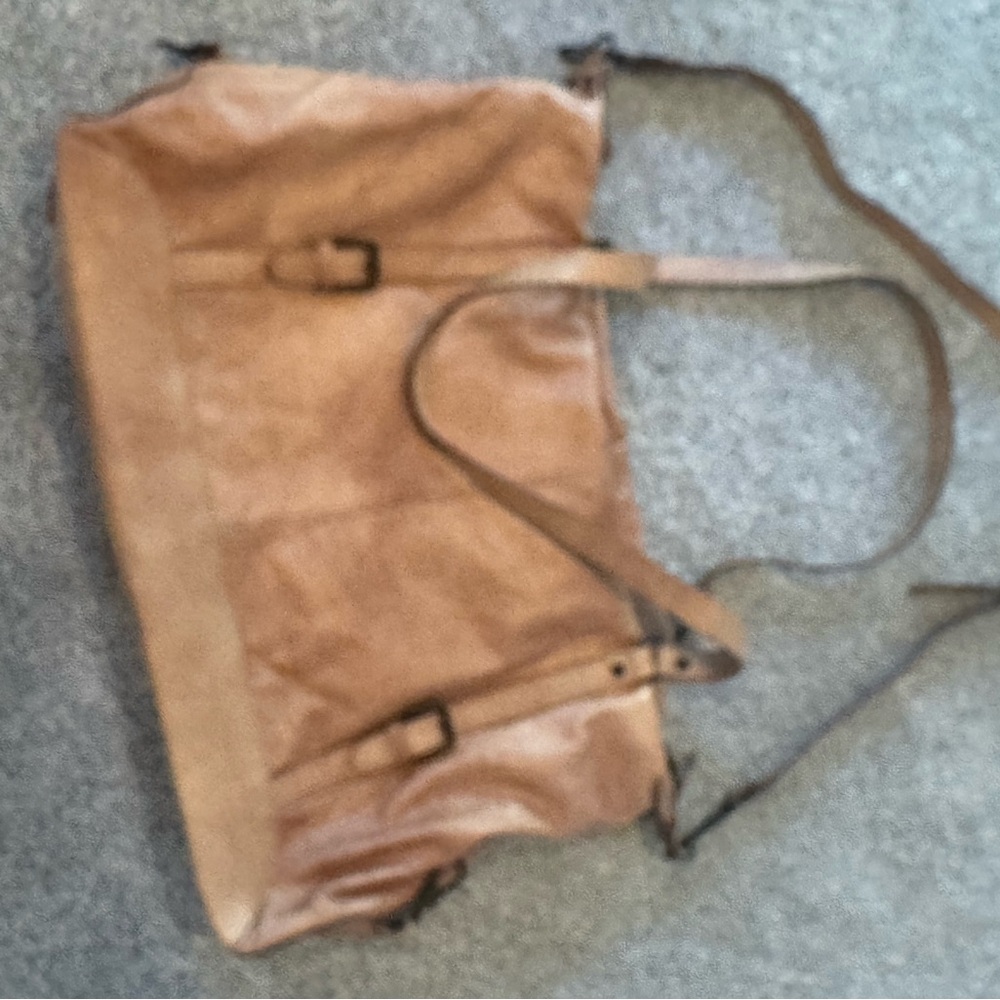 Tan Crossbody Bag with Distressed Leather Look